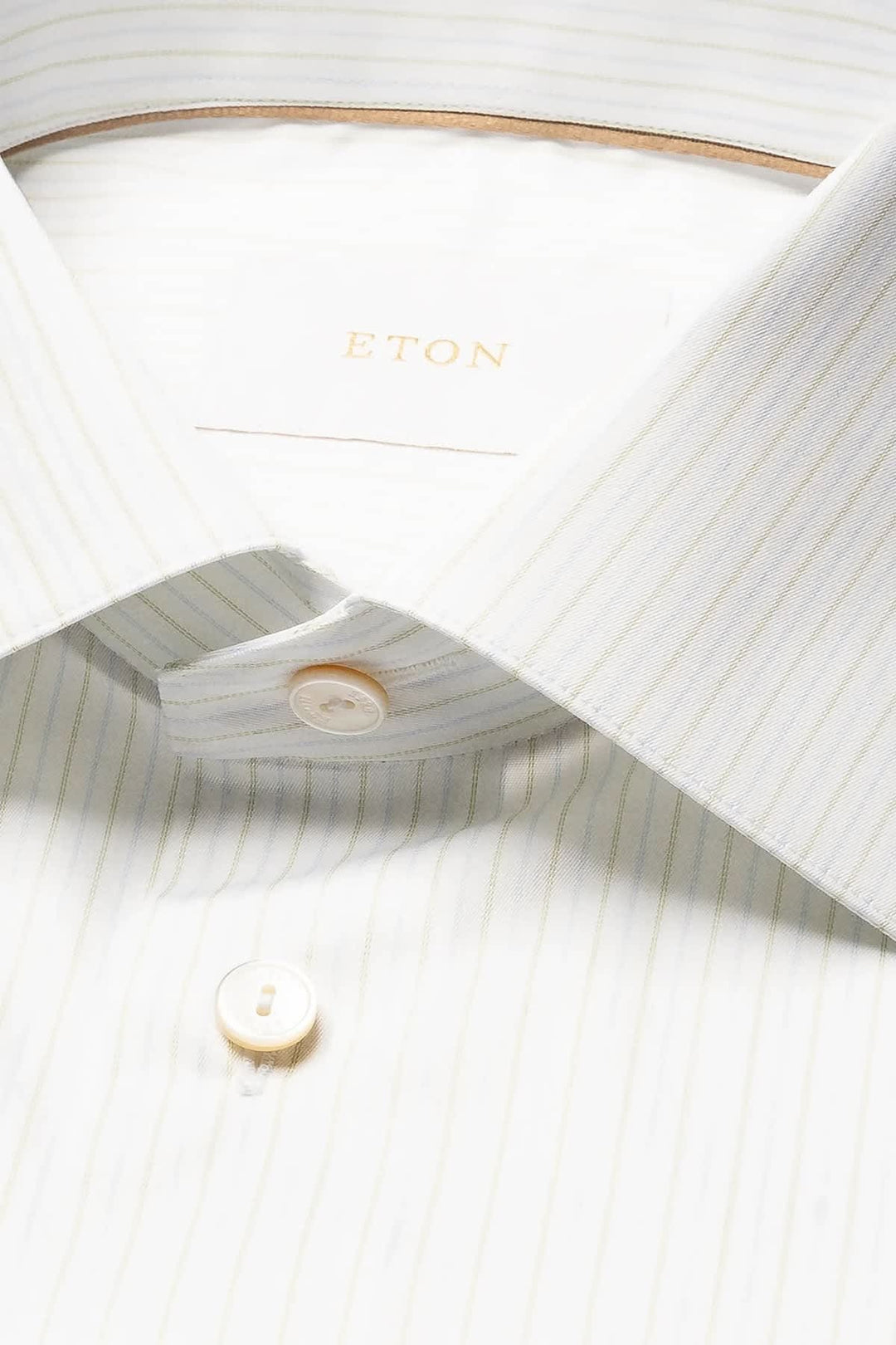 Vue de face chemise rayée ton sur ton Eton pour homme bleu clair - Valérie Simon