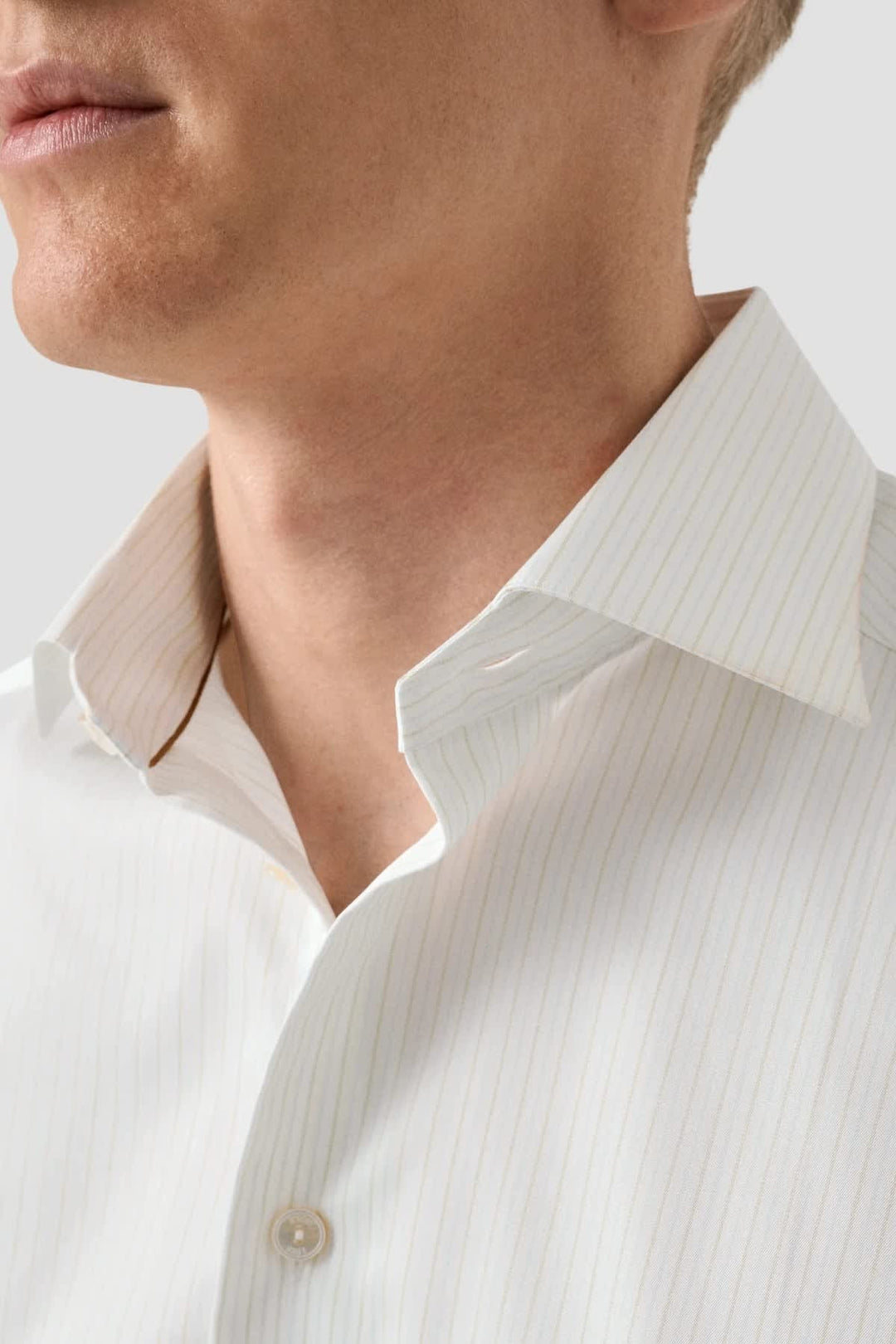 Vue de face chemise à rayures ton sur ton Eton pour homme bleu - Valérie Simon