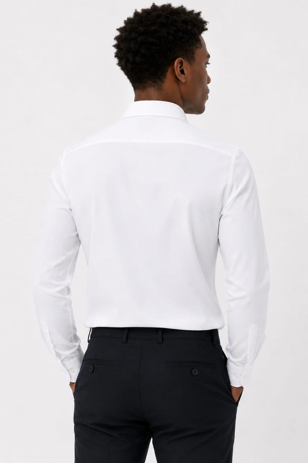 Vue de face chemise habillée Eton pour homme blanche avec col classique - Valérie Simon