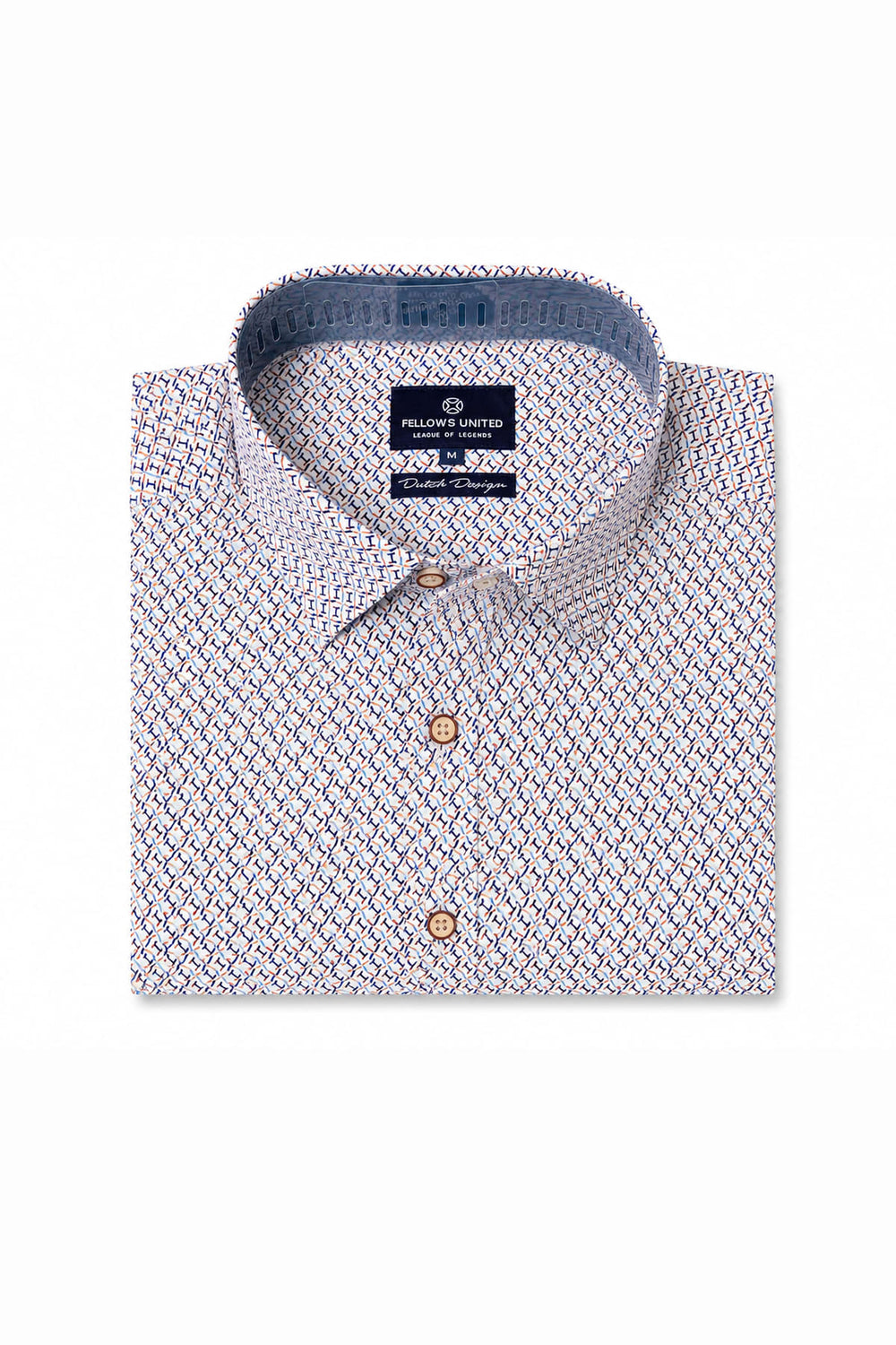 Front view of the United men's multicolored shirt with geometric patterns Fellows - Valérie Simon
