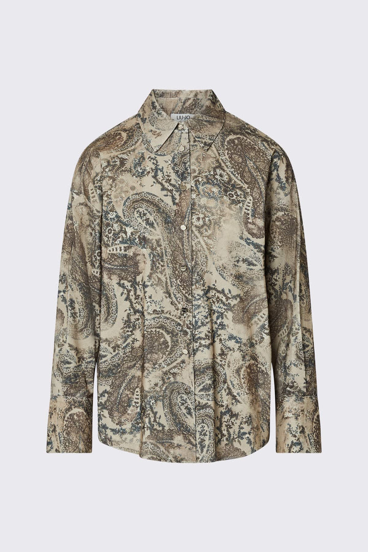 Chemise imprimée à motif cachemire vue de face pour femme liujo