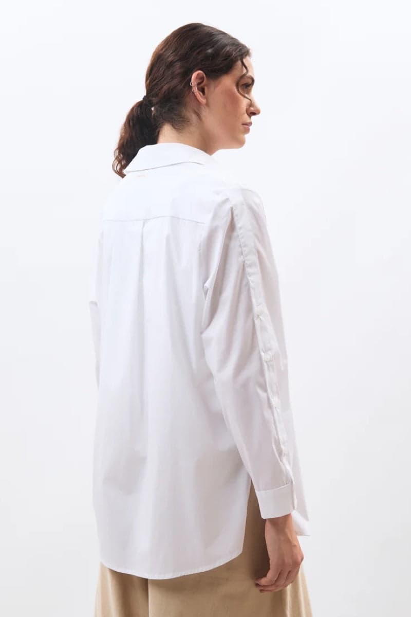 Chemise longue à boutons sur les manches pour femme Humility