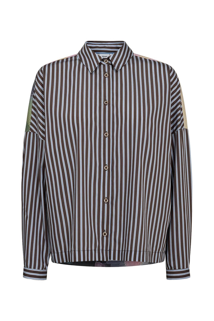 Chemise rayée avec imprimé au dos vue de face pour femme Numph