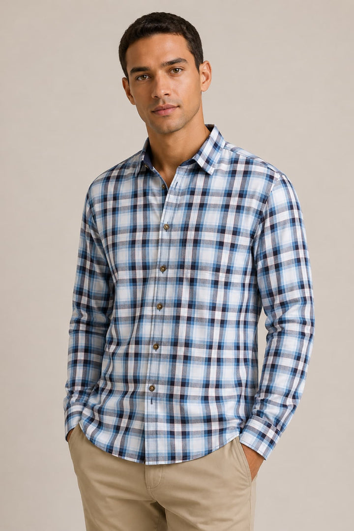 Vue de face chemise sport à carreaux Tom Tailor homme rouge et noir - Valérie Simon
