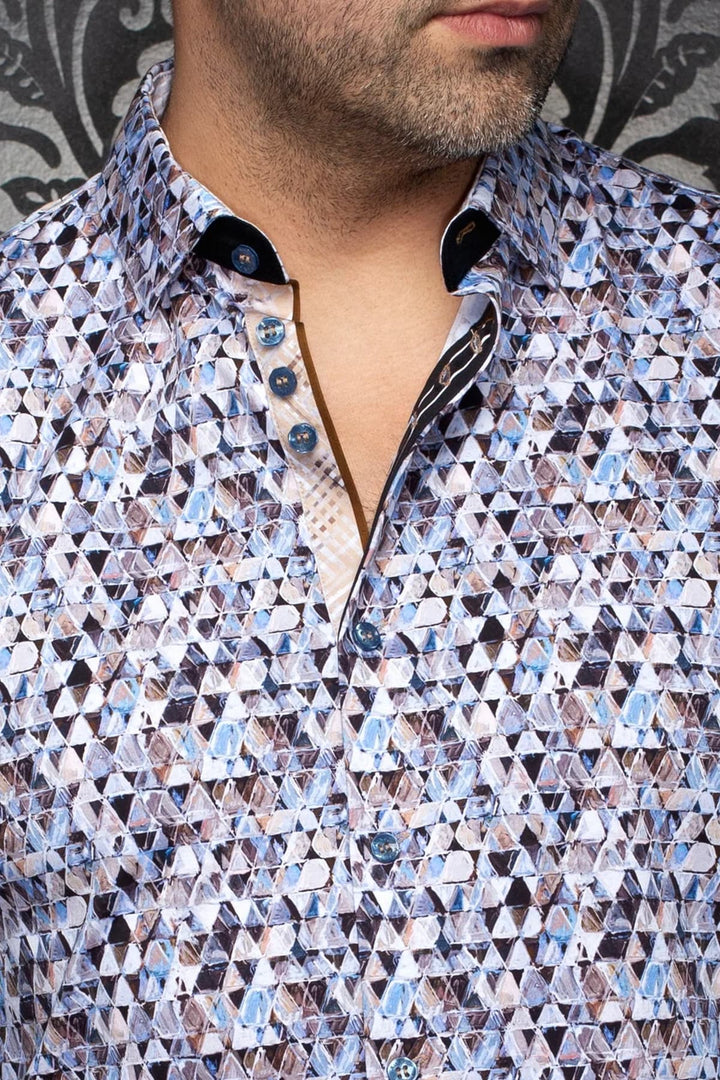 Chemise sport à imprimé géométrique pour homme Au noir
