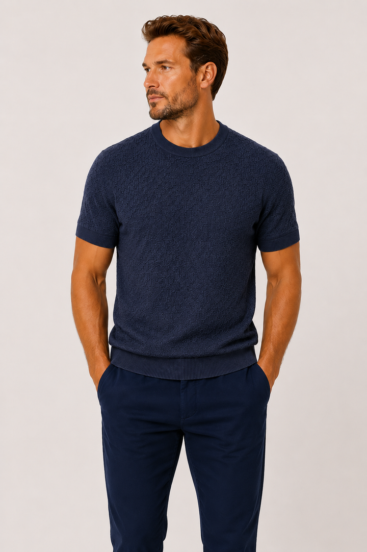 t-shirt texturé lin et coton