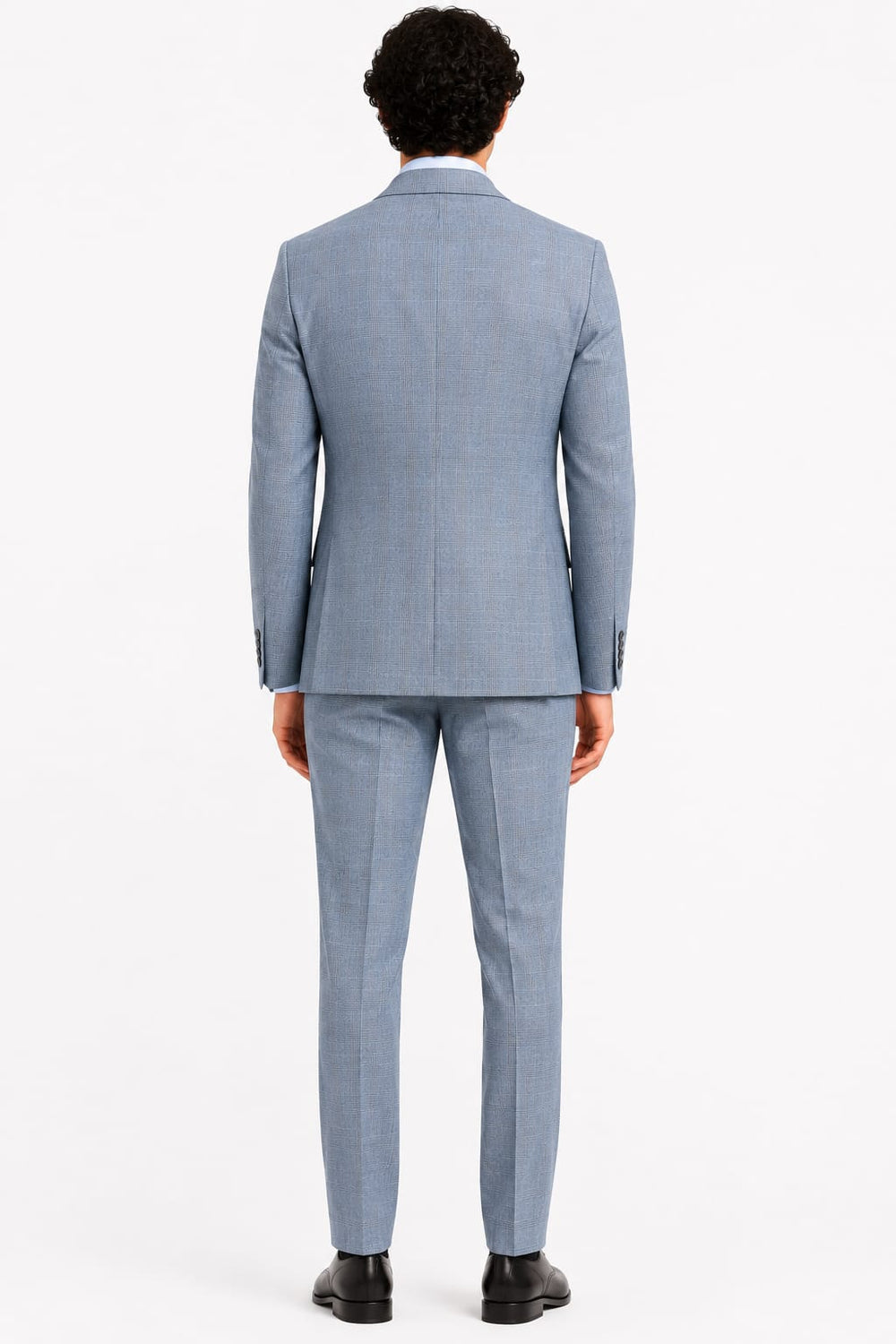 Full-length side view of the Lief Horsens men's shirt with a subtle check pattern in gray - Valérie Simon