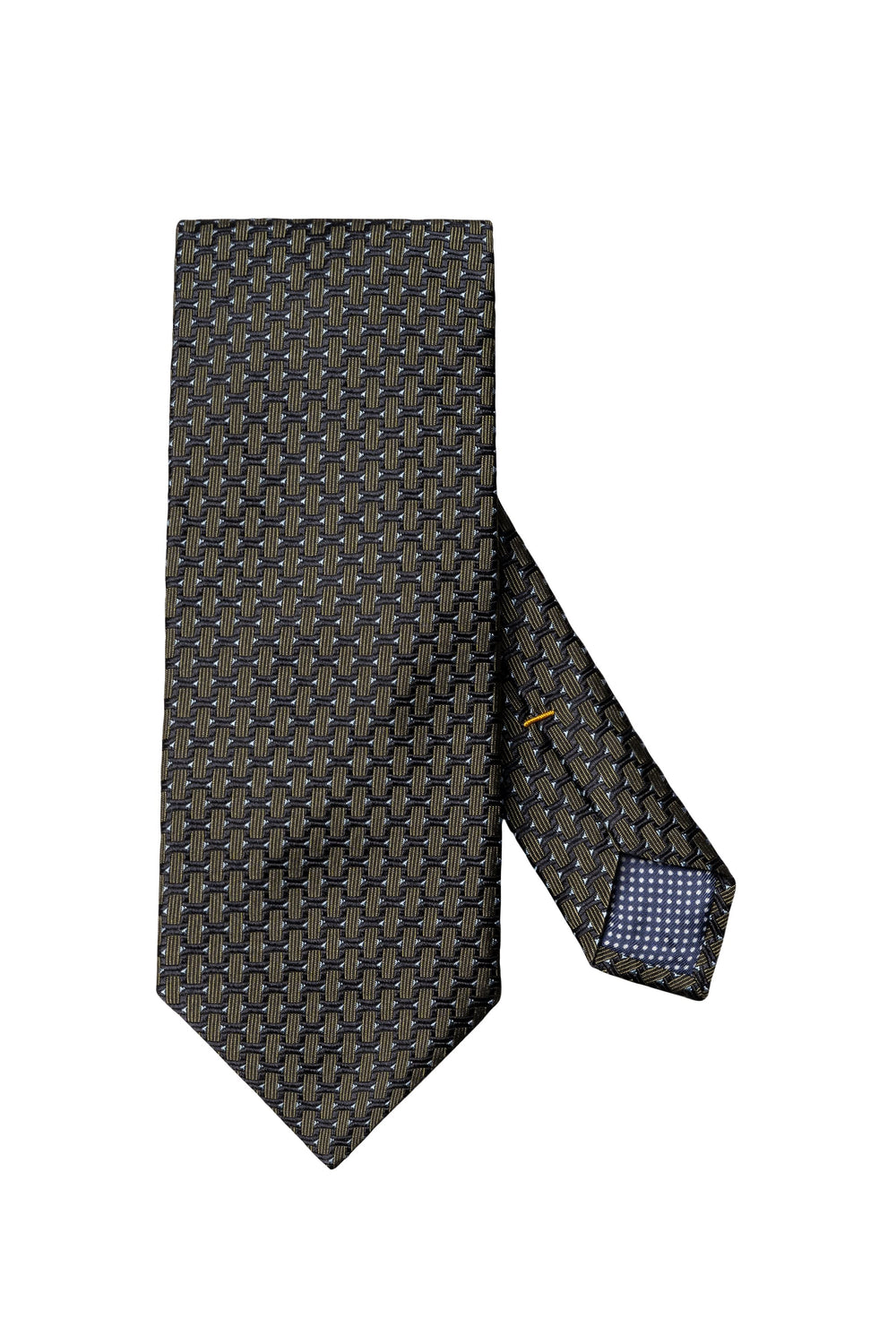 Front view of an Eton geometric-patterned men's tie in multicolored silk - Valérie Simon