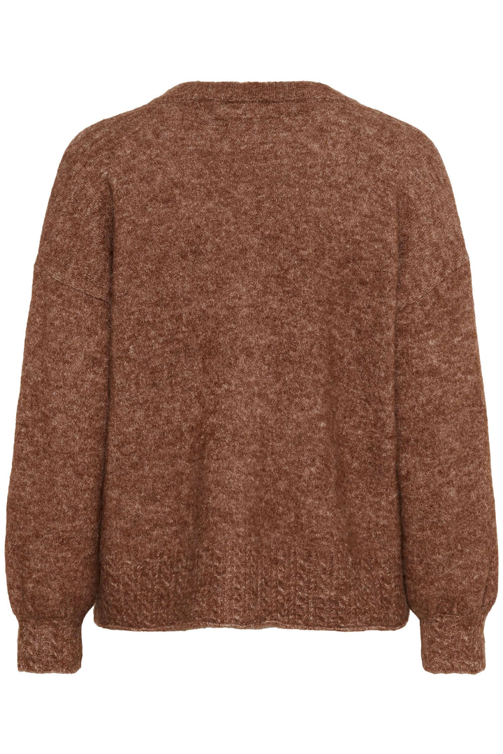 Vue arrière du Cardigan Blues en tricot doux à boutons apparents, texture moelleuse et coupe raccourcie, idéal pour superposer.