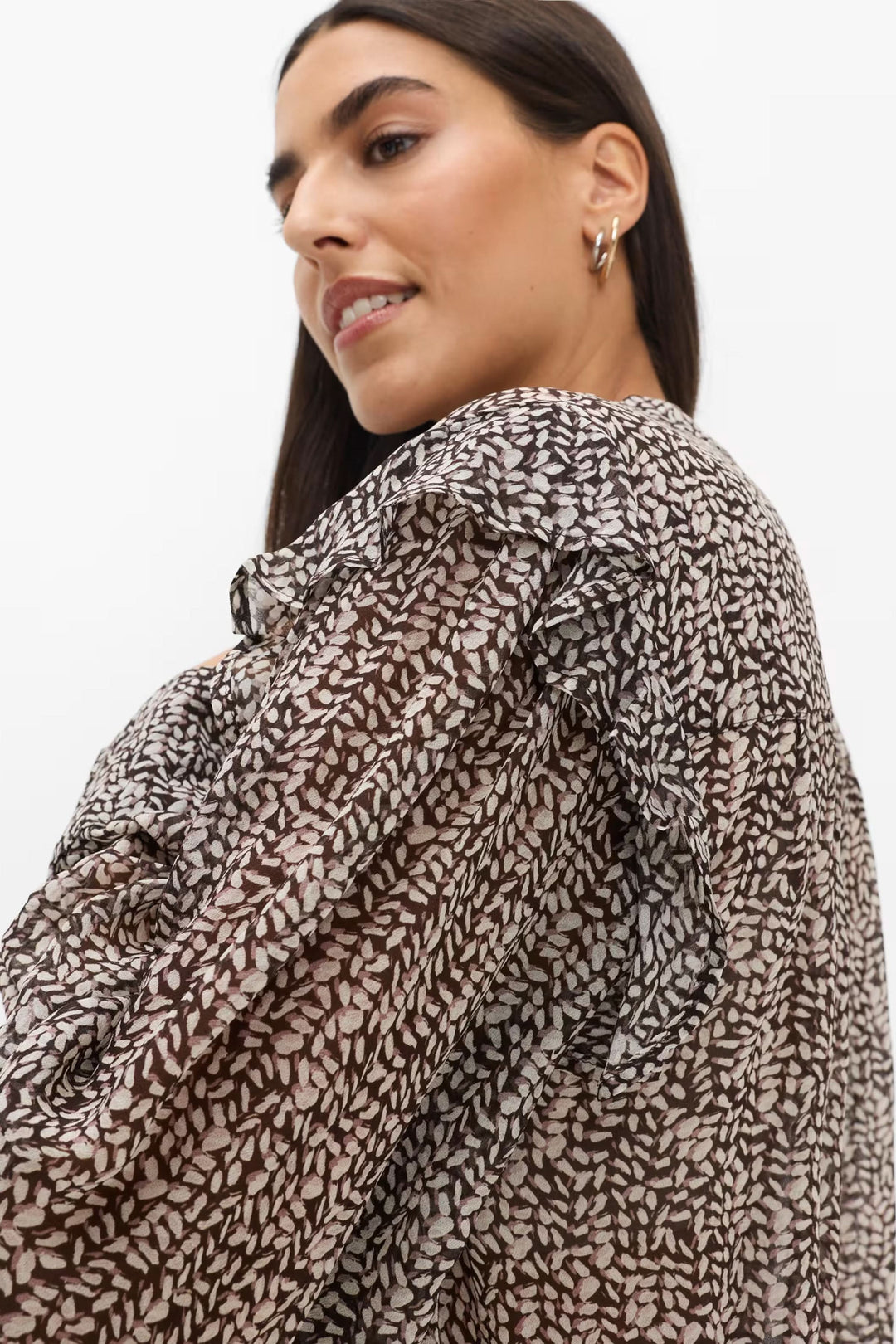 Blouse Violet imprimée à volants