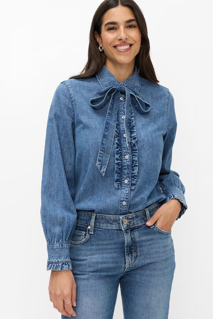 Chemise Victoria en denim à col lavallière