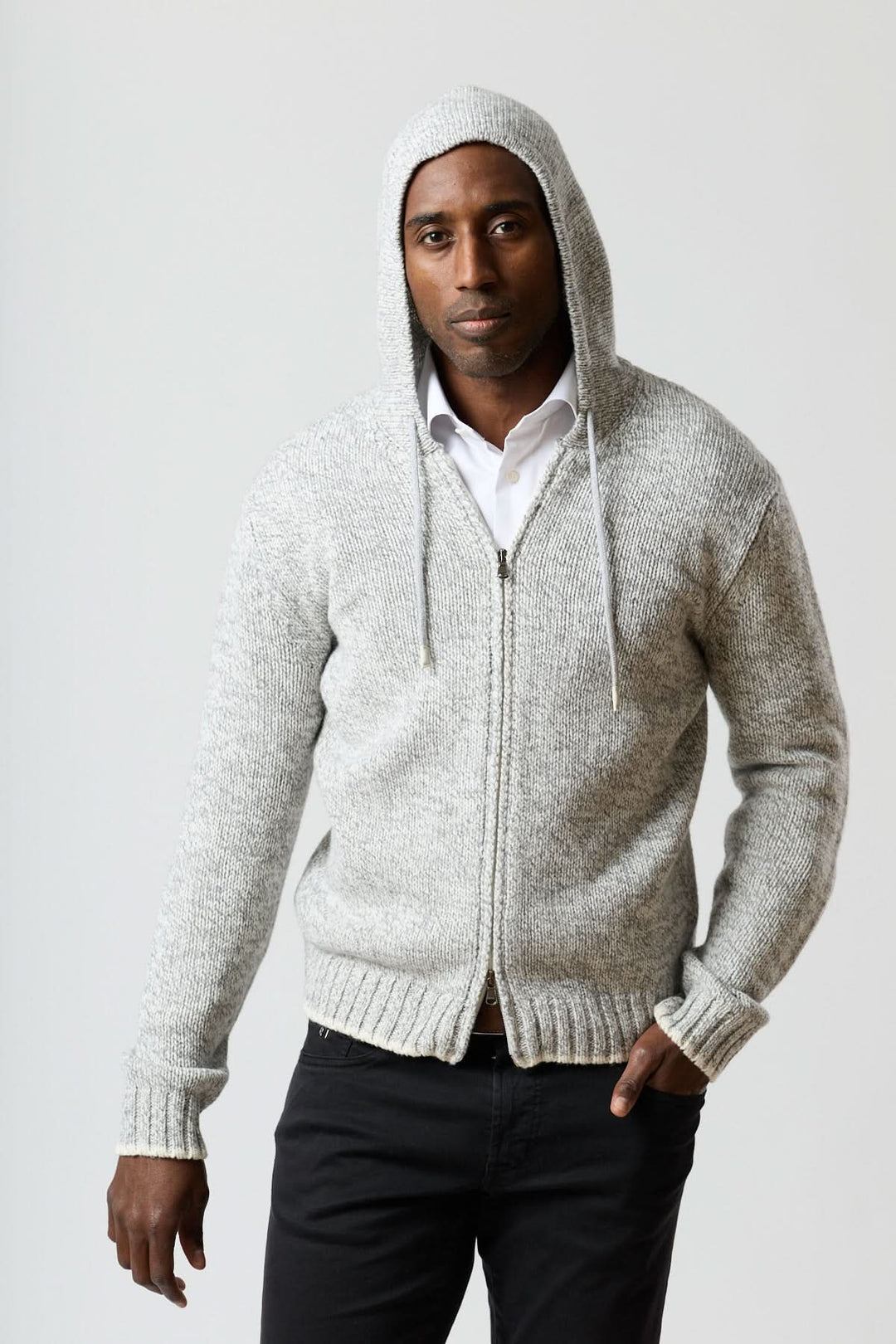 Chandail zippé à capuche texturé