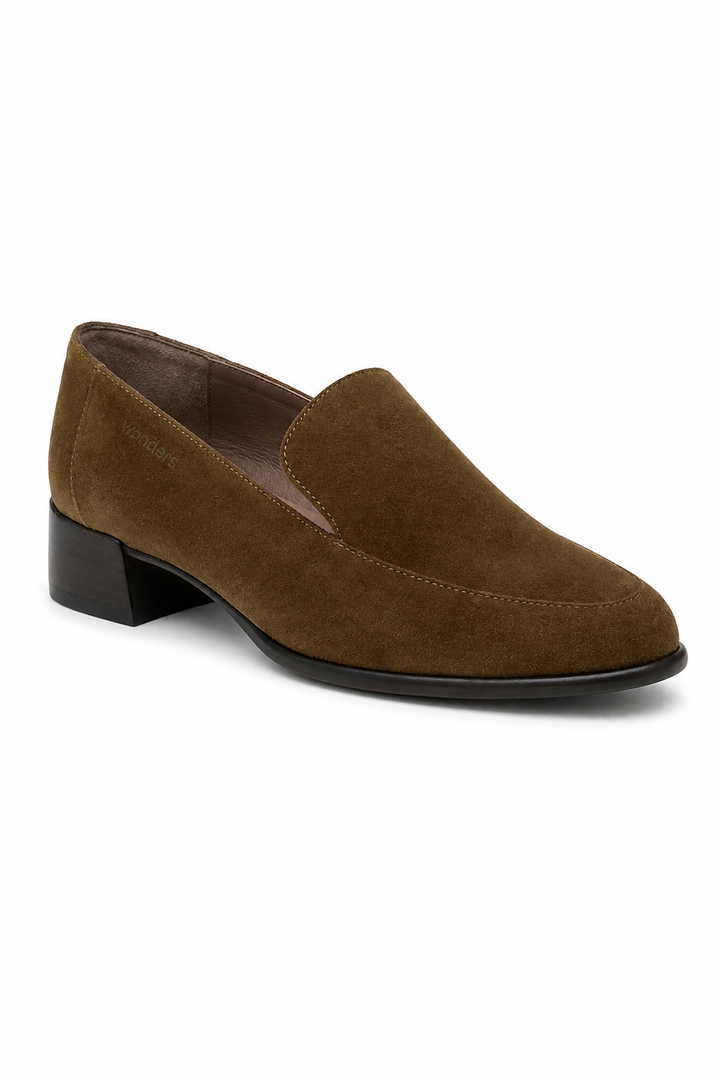 Mocassins en suède à petit talon