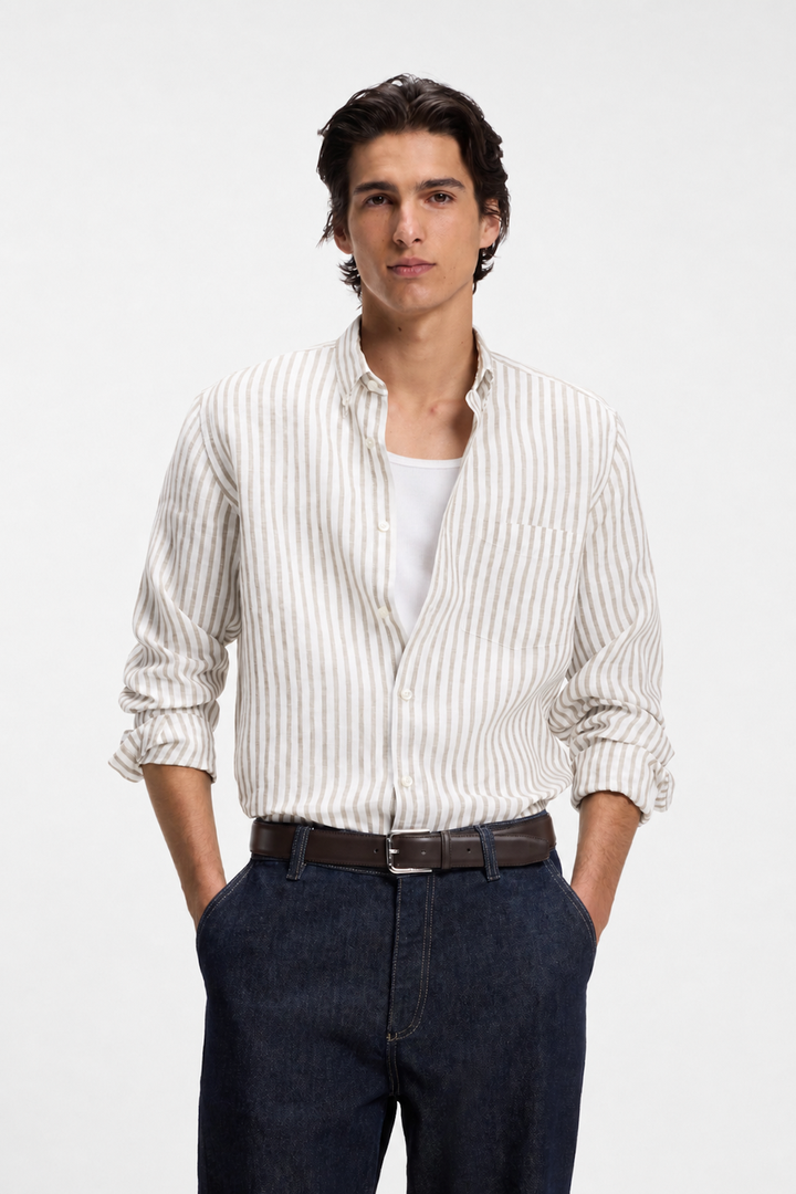 Chemise en lin à rayures