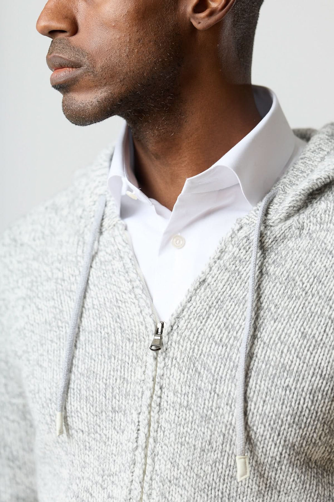 Chandail zippé à capuche texturé