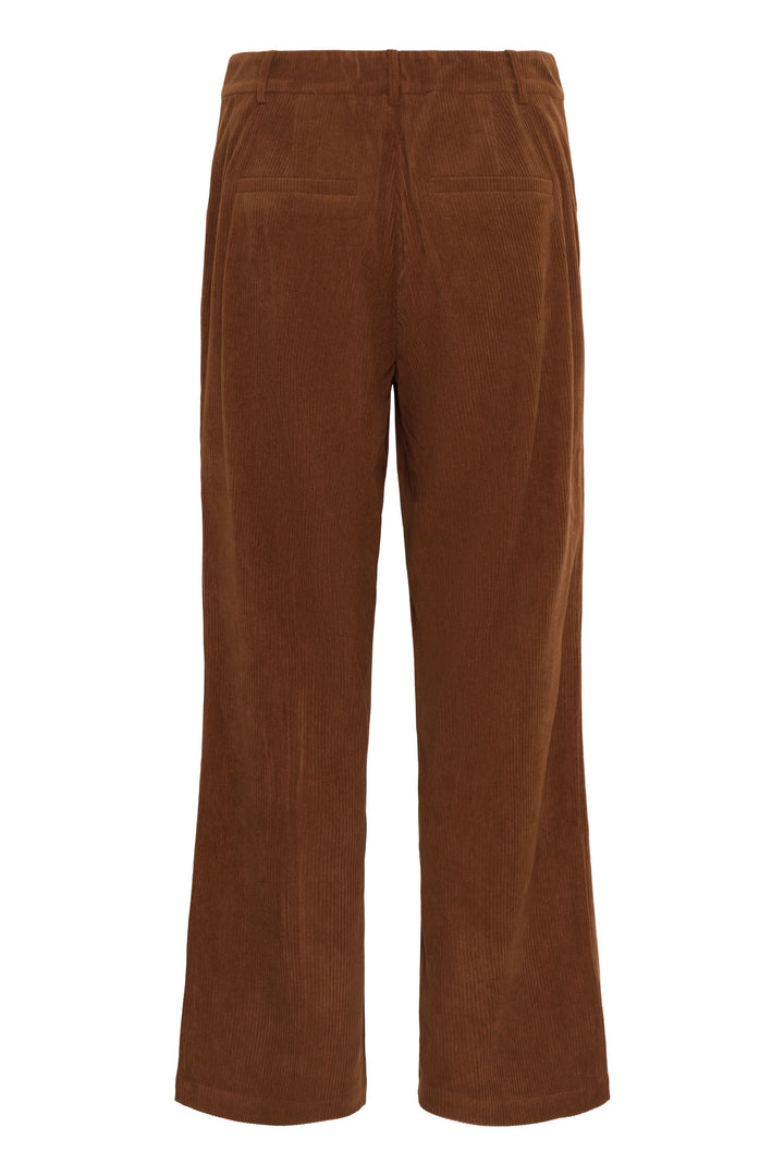 Pantalon Kanna en velours côtelé à jambe large marron, confortable et élégant, idéal pour un look moderne et intemporel.