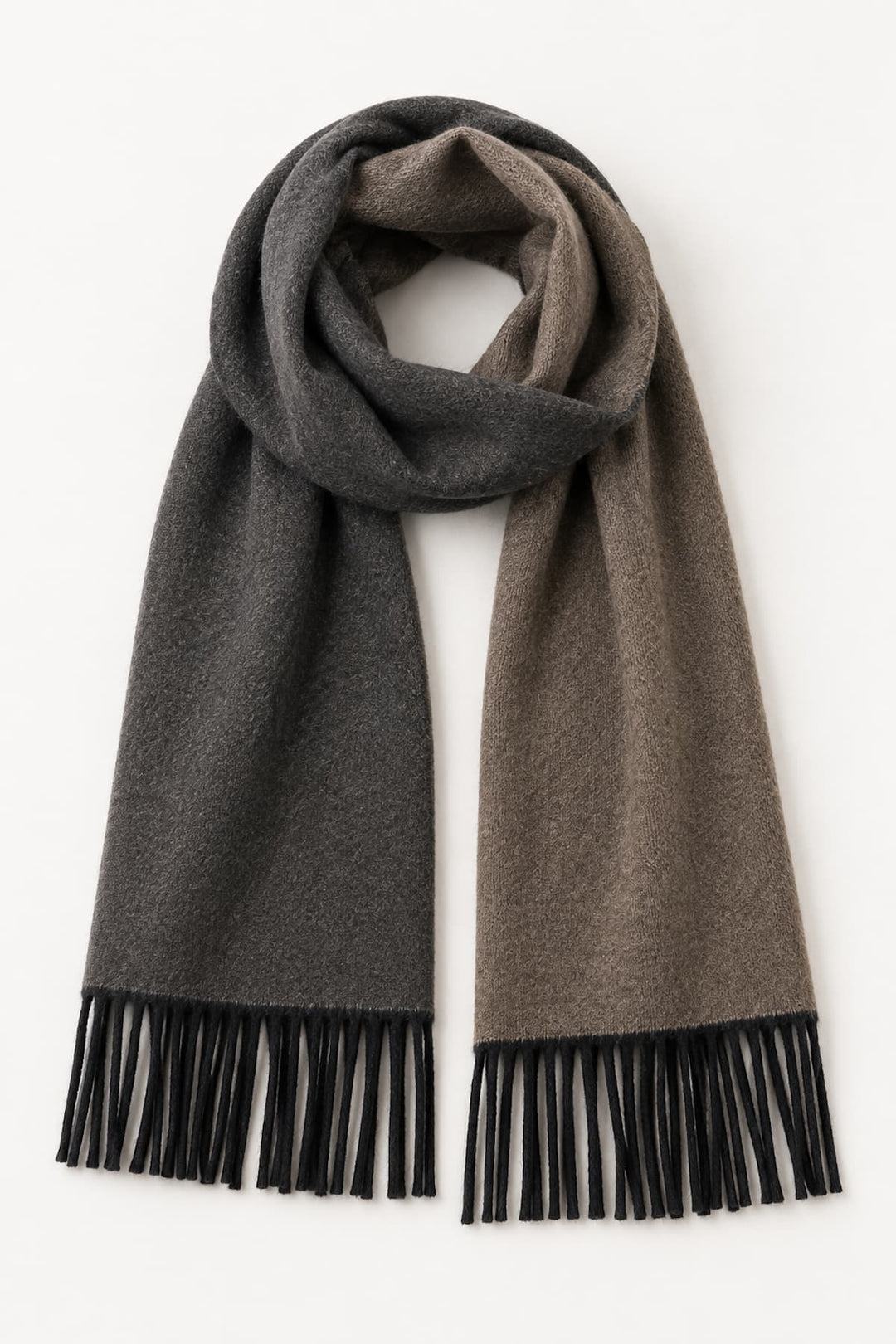Foulard bicolore à franges Mikou vue de face pour femme Humility