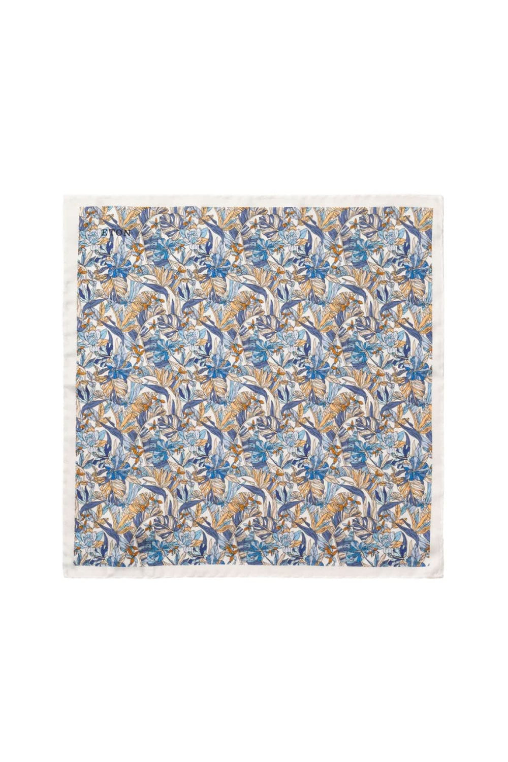 Close-up of a red men's Eton floral silk scarf with refined patterns - Valérie Simon