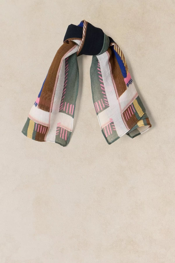 Emily square scarf with geometric print for women White Stuff