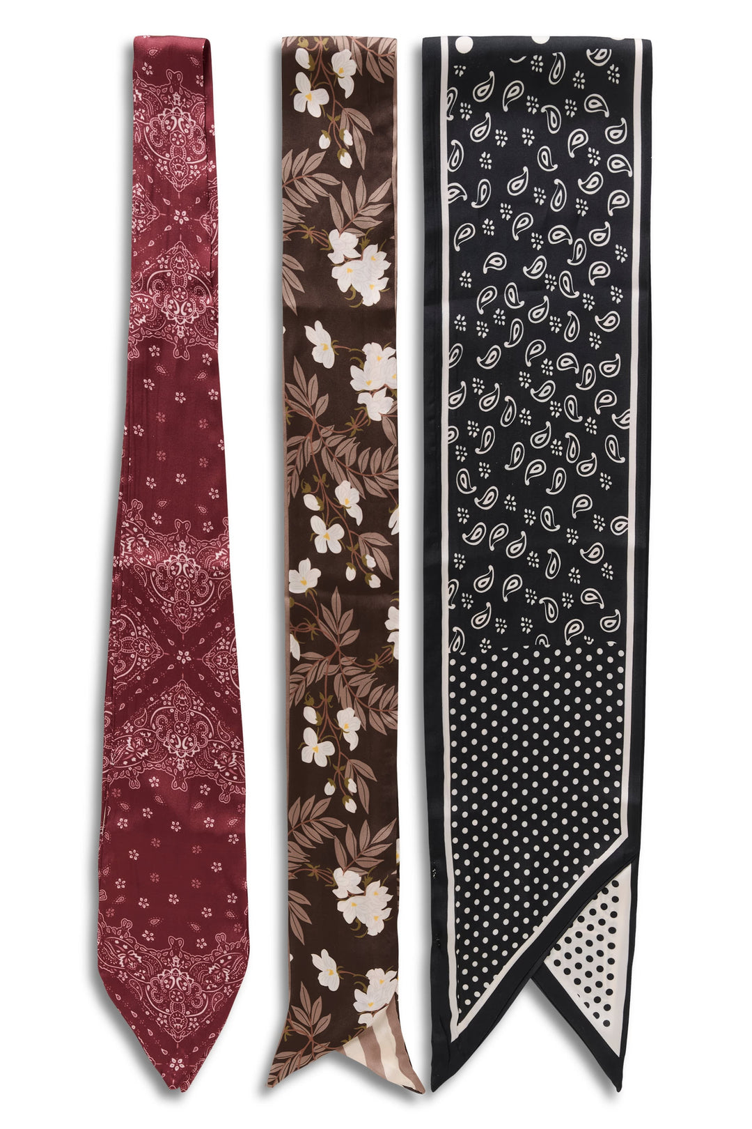 Foulard étroit à motifs variés pour femme Cream
