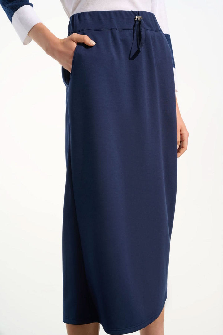 Jupe midi à taille coulissante