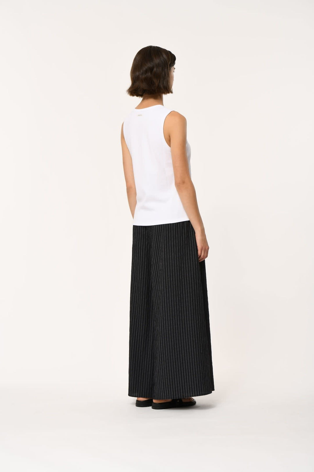 Top view of a sleeveless top Humility for women in beige with a round neckline - Valérie Simon