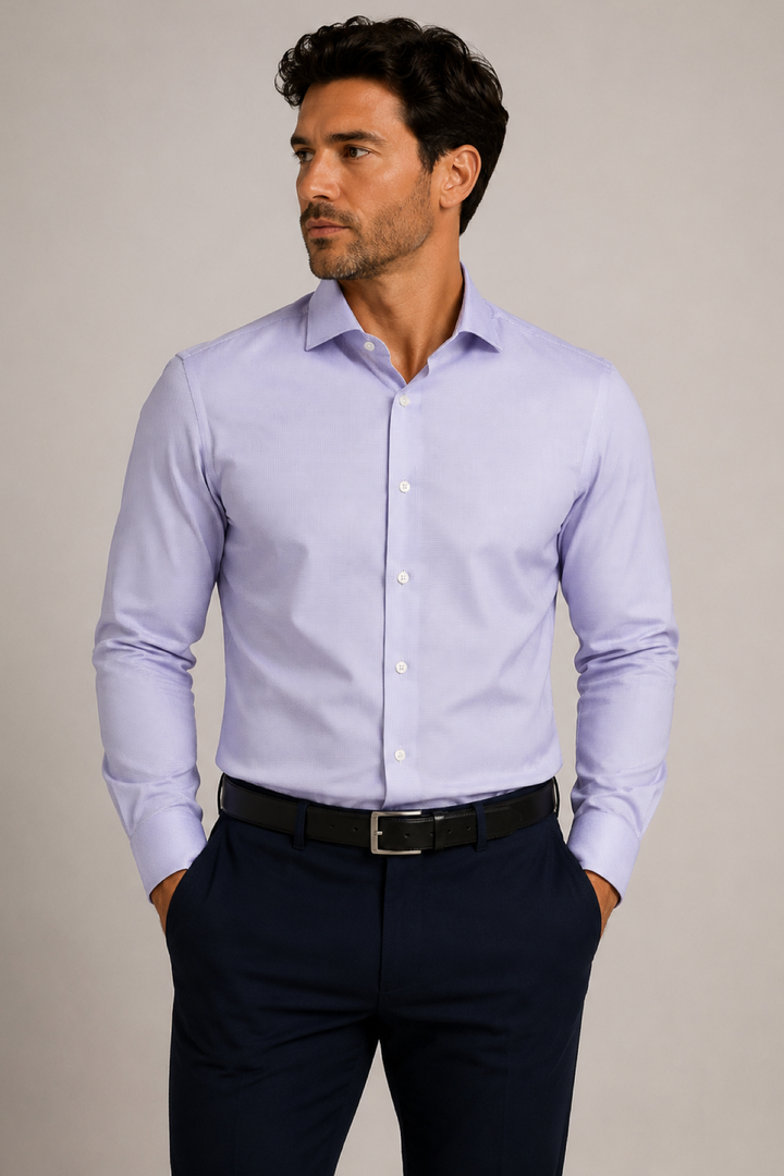 Chemise sport micro motif à manches longues