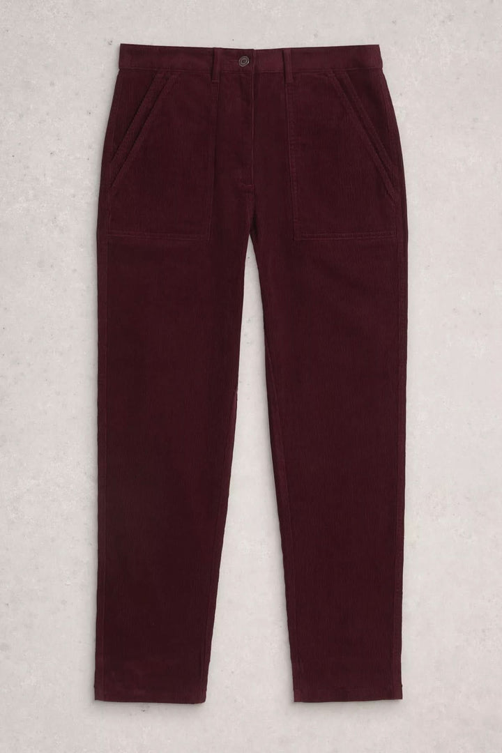 Pantalon Twister en velours côtelé avec coupe droite fuselée et grandes poches plaquées, confort et style pour un look casual-chic.