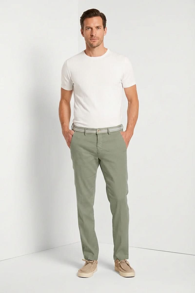 Pantalon Turin Oxford en lin et coton coupe moderne