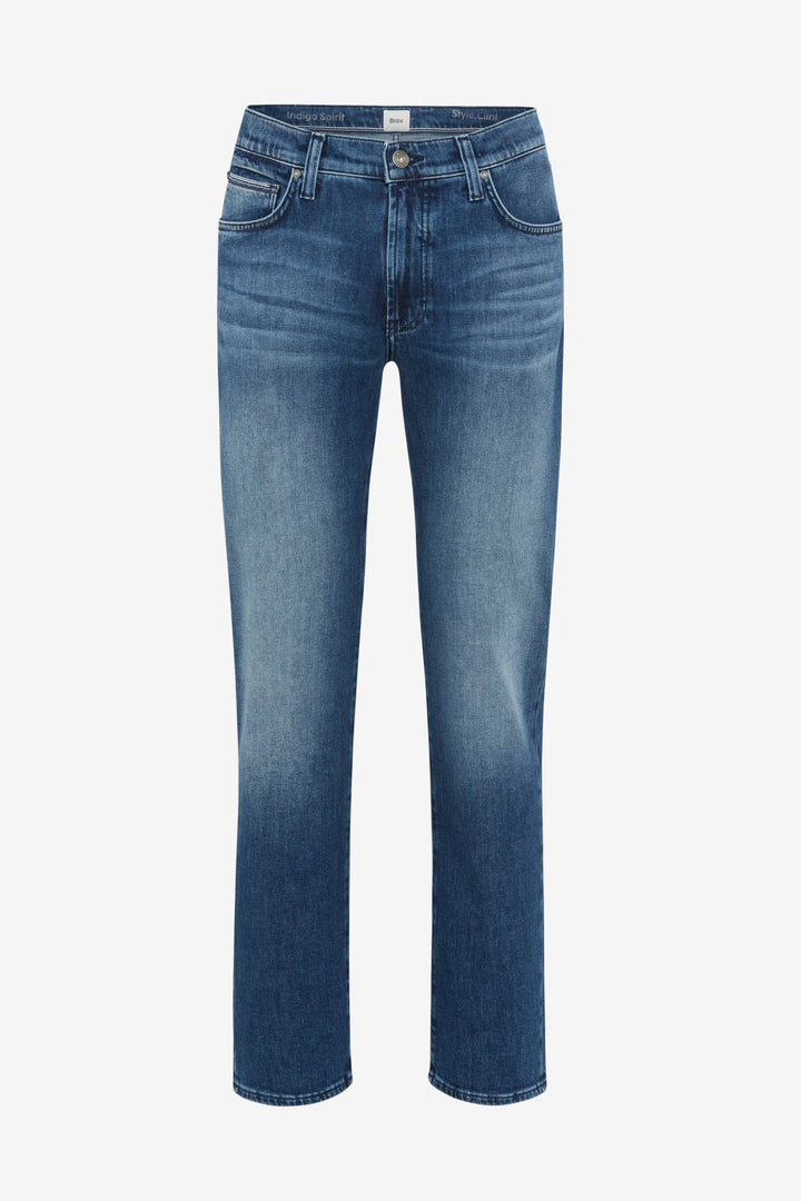 Vue latérale jean extensible homme gris Brax avec détails contrastés - Valérie Simon