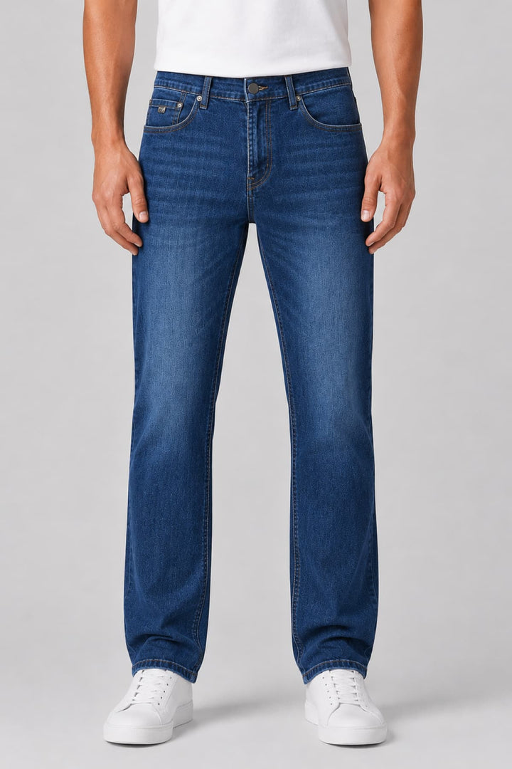 Vue de côté jean extensible Black Bull pour homme gris avec surpiqûres apparentes - Valérie Simon
