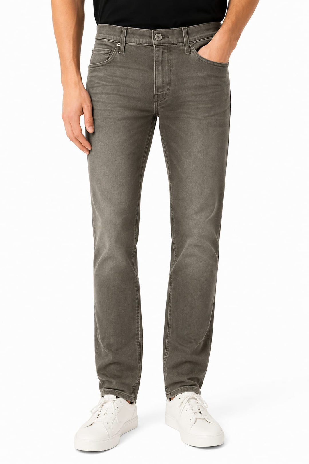 Vue de dos jean délavé Paige pour homme gris avec étiquette arrière - Valérie Simon