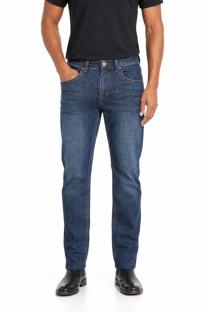 Vue de côté jean Black Bull homme délavé gris avec coutures apparentes - Valérie Simon