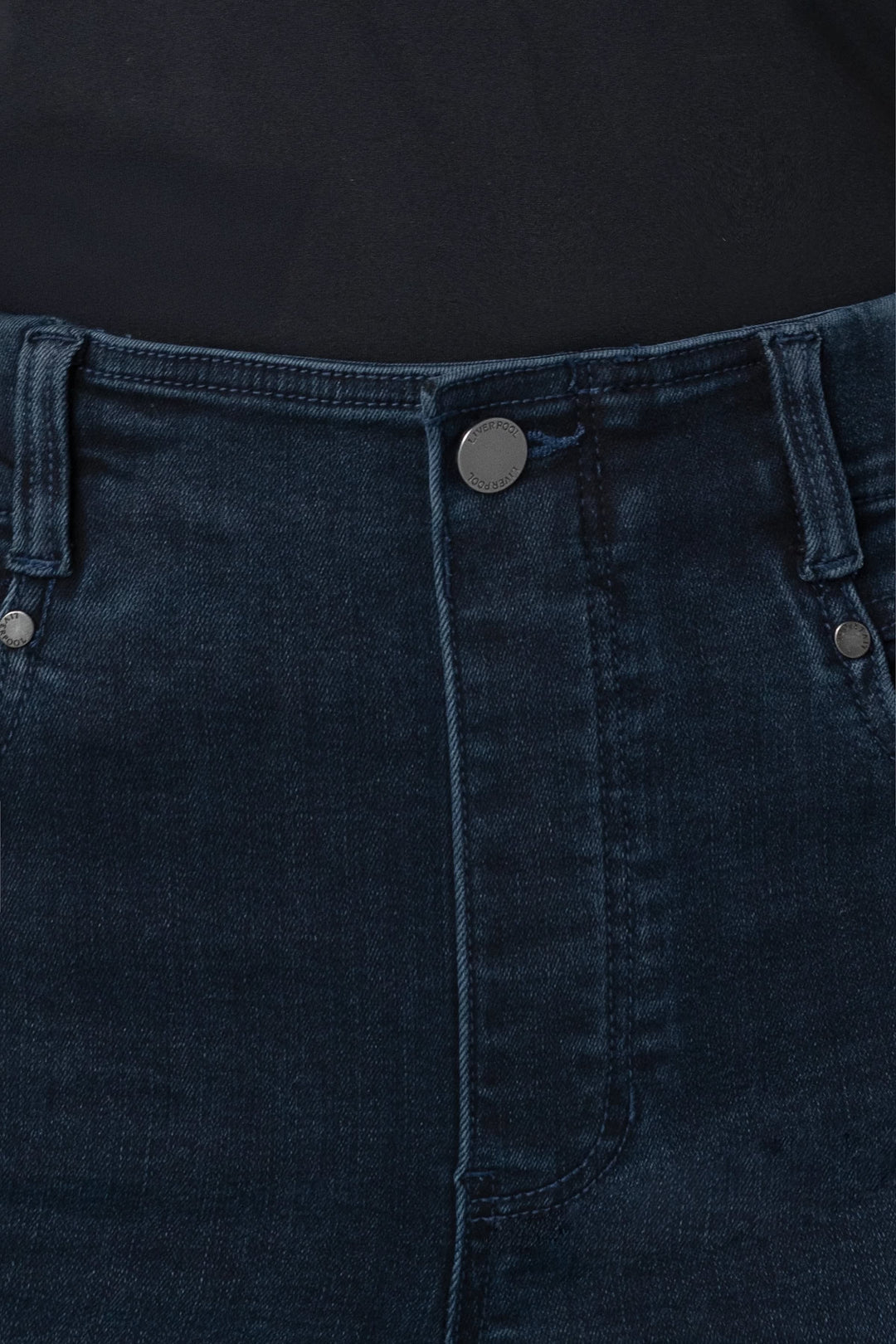 Vue de profil jean Gia pour femme bleu avec coutures contrastées - Valérie Simon