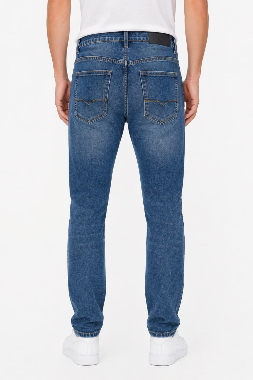 Vue de côté jean coupe ajustée Black Bull pour homme noir avec broderie Valérie Simon