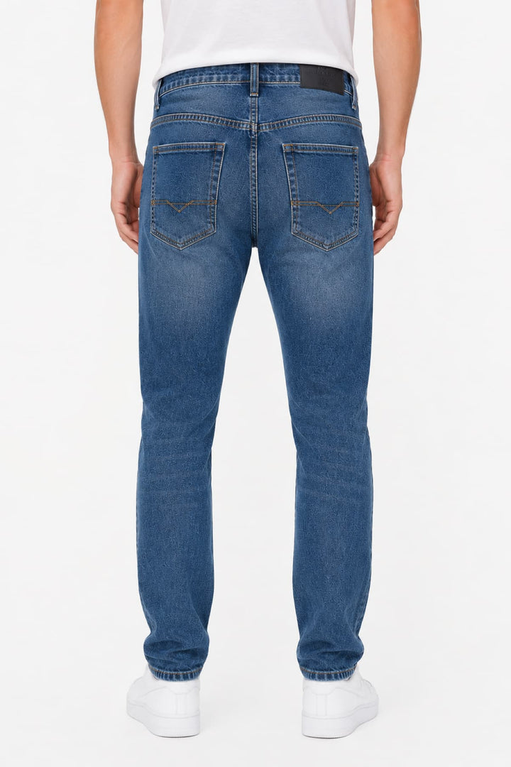 Vue de côté jean coupe ajustée Black Bull pour homme noir avec broderie Valérie Simon