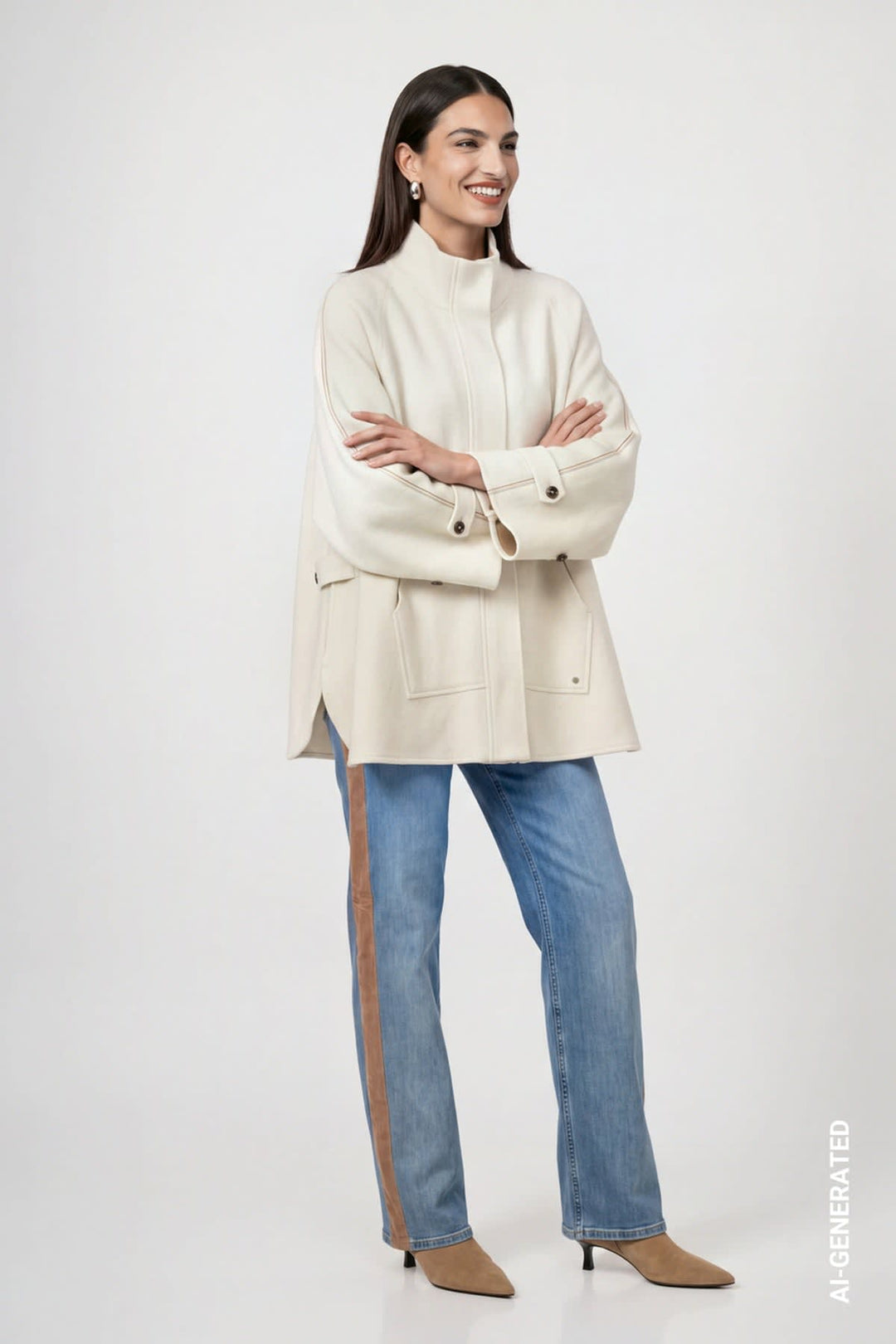 Jeans avec bande contrastante vue de face pour femme Monari