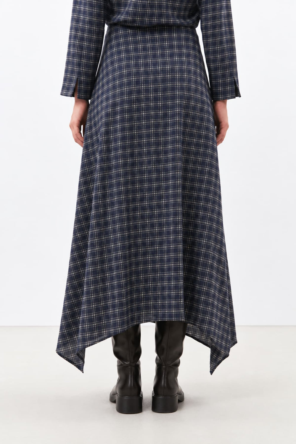 Jupe longue asymétrique à carreaux pour femme Humility