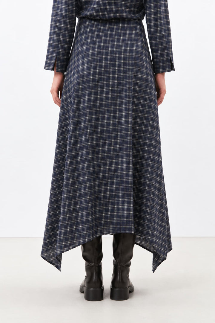 Jupe longue asymétrique à carreaux pour femme Humility