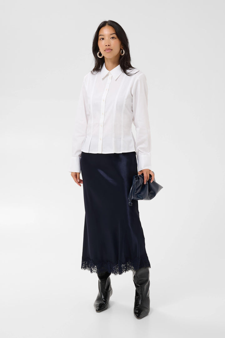 Jupe midi satinée Denija avec bordure en dentelle pour femme Part Two