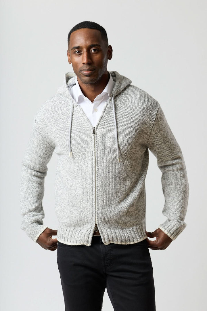 Chandail zippé à capuche texturé