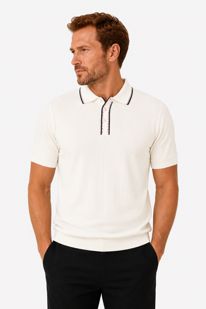 Polo texturé avec détail au col