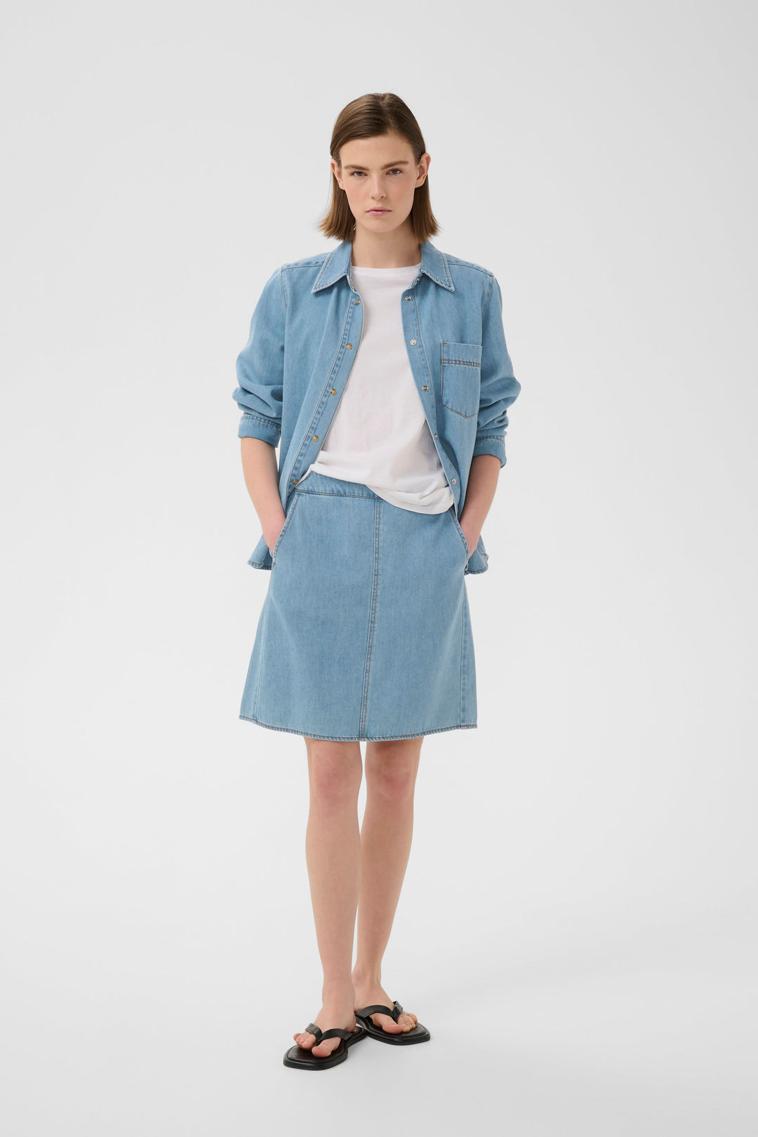 Jupe courte Glenn en denim léger