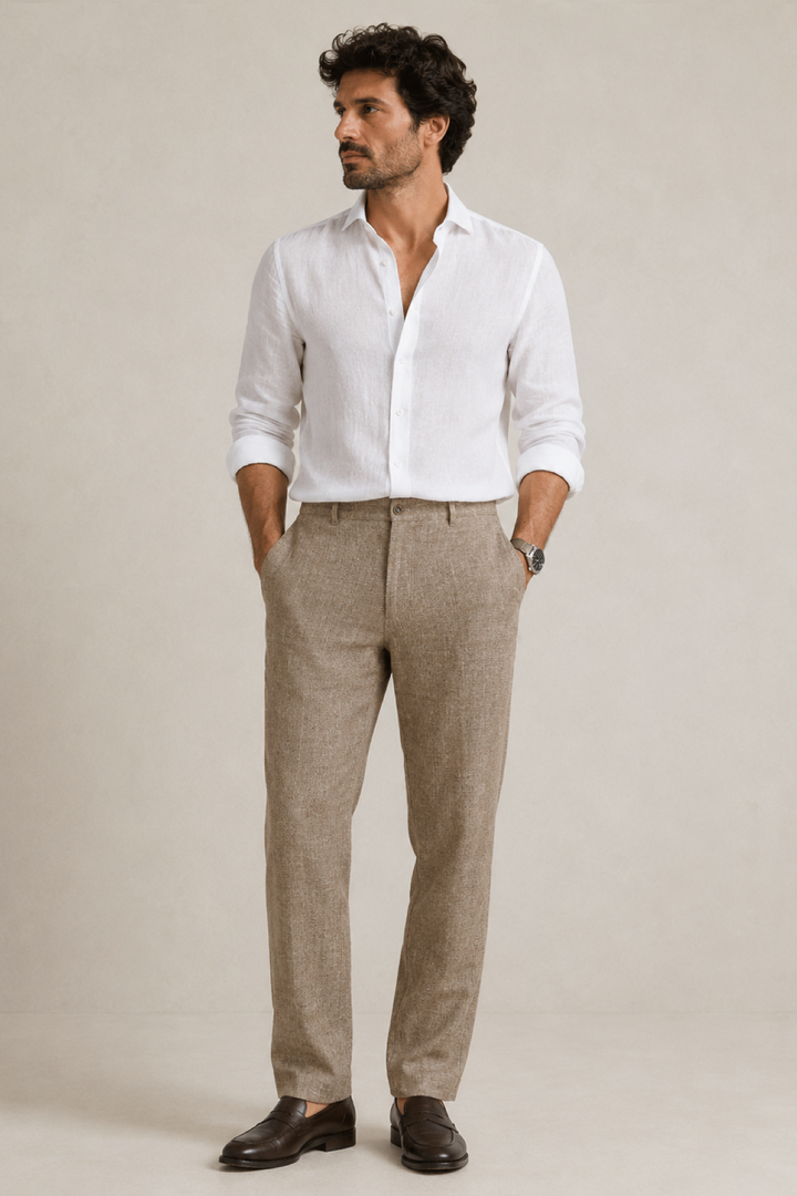 Pantalon chino en lin mélangé