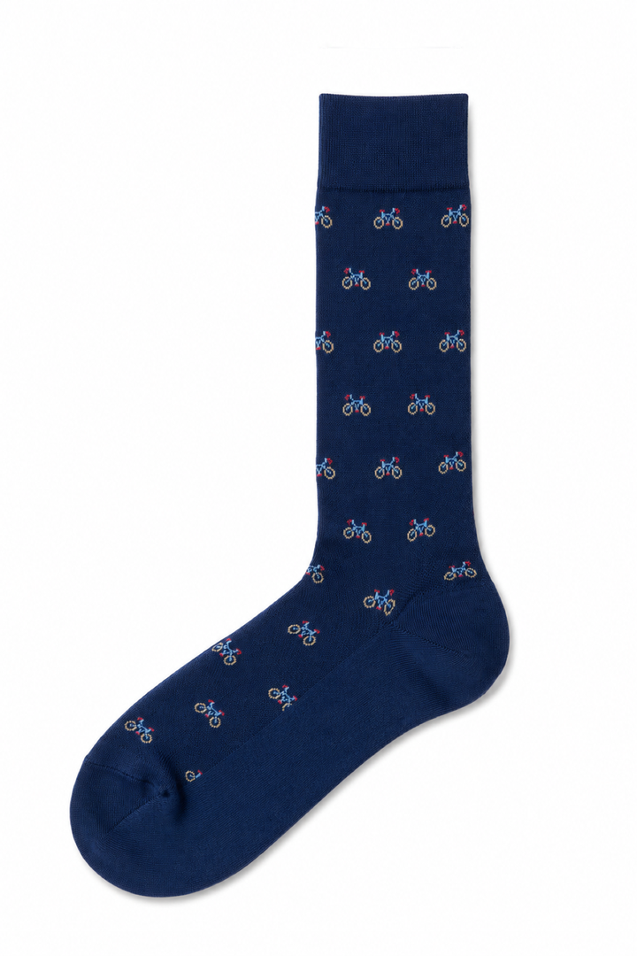 Dress socks with a bicycle pattern