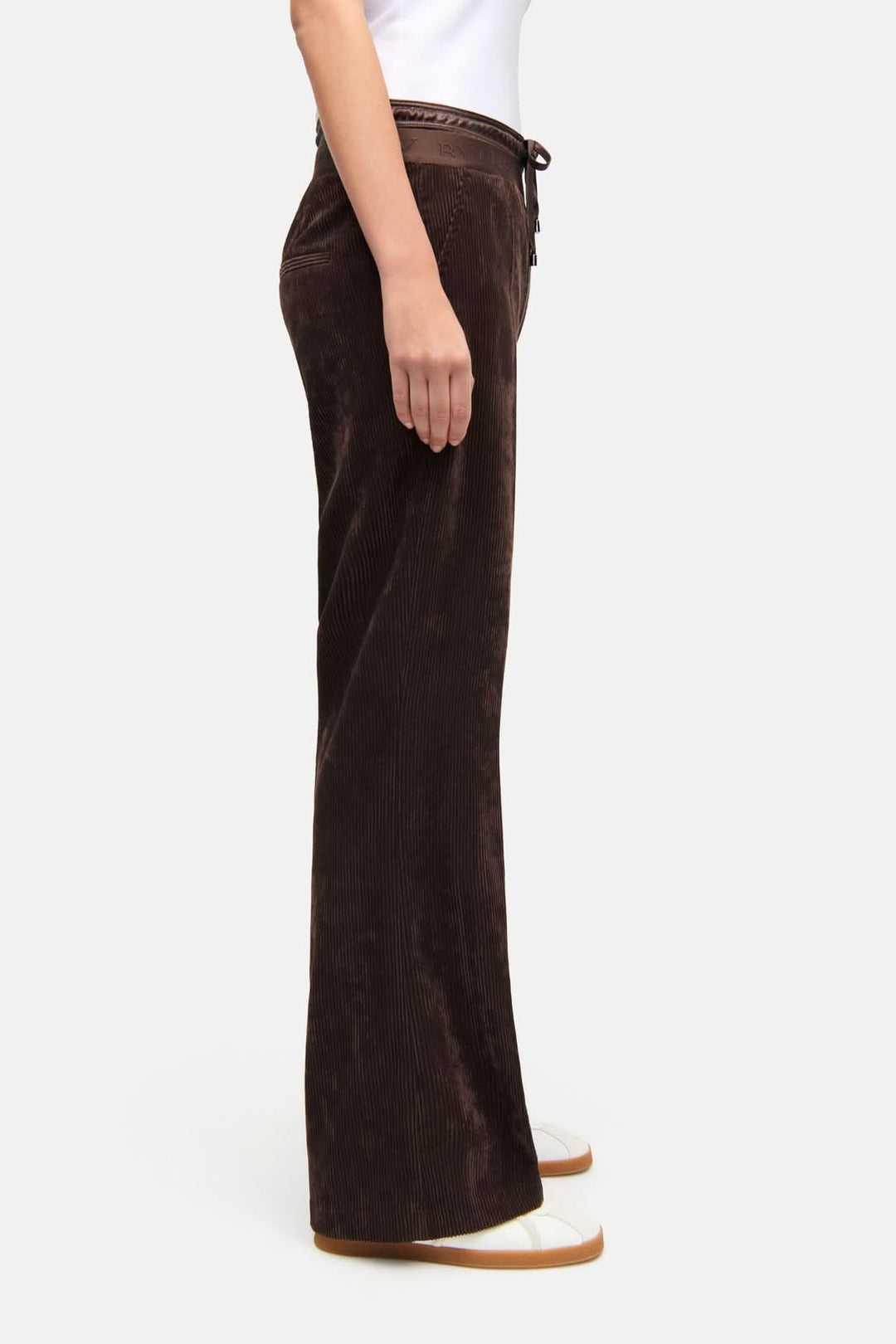 Pantalon en velours côtelé à taille élastique