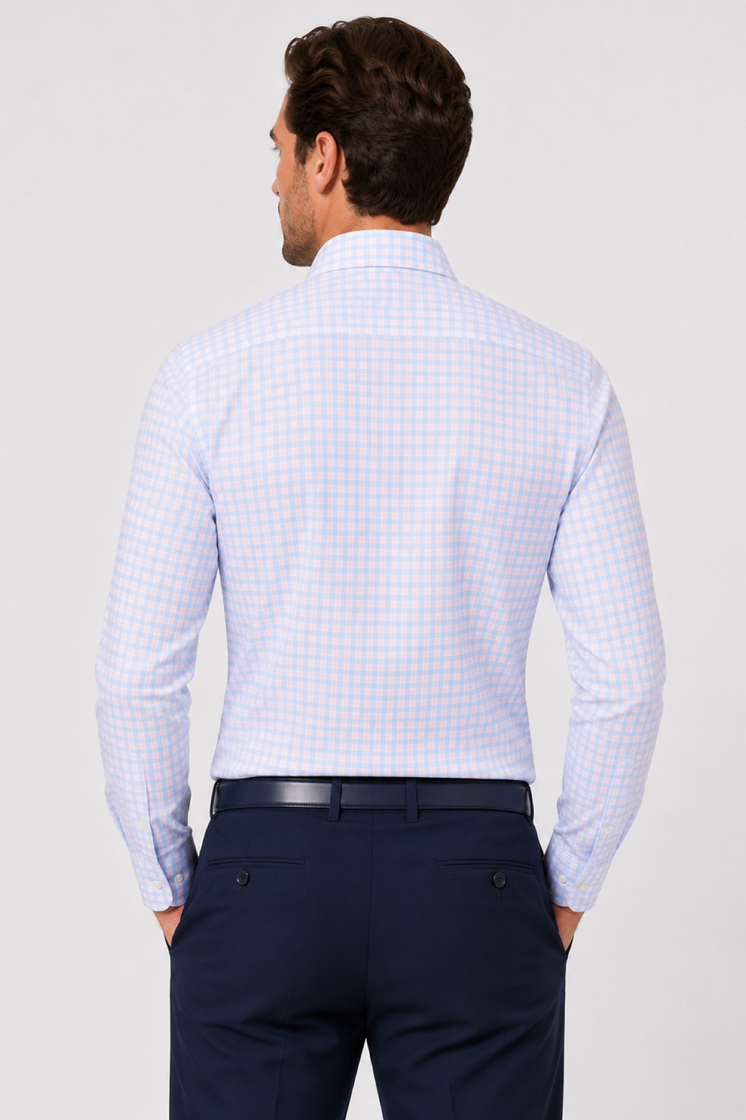 Dress shirt with a refined check pattern