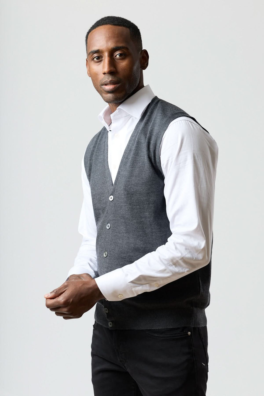 Gilet en laine mérinos à col en V