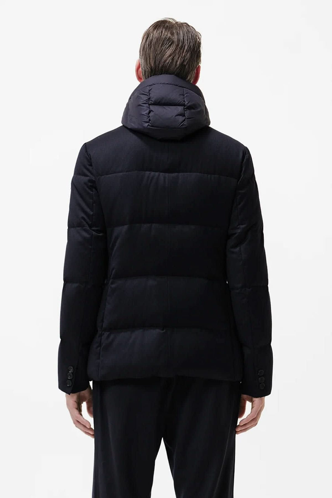 Manteau matelassé à capuchon vue de face pour homme DUNO
