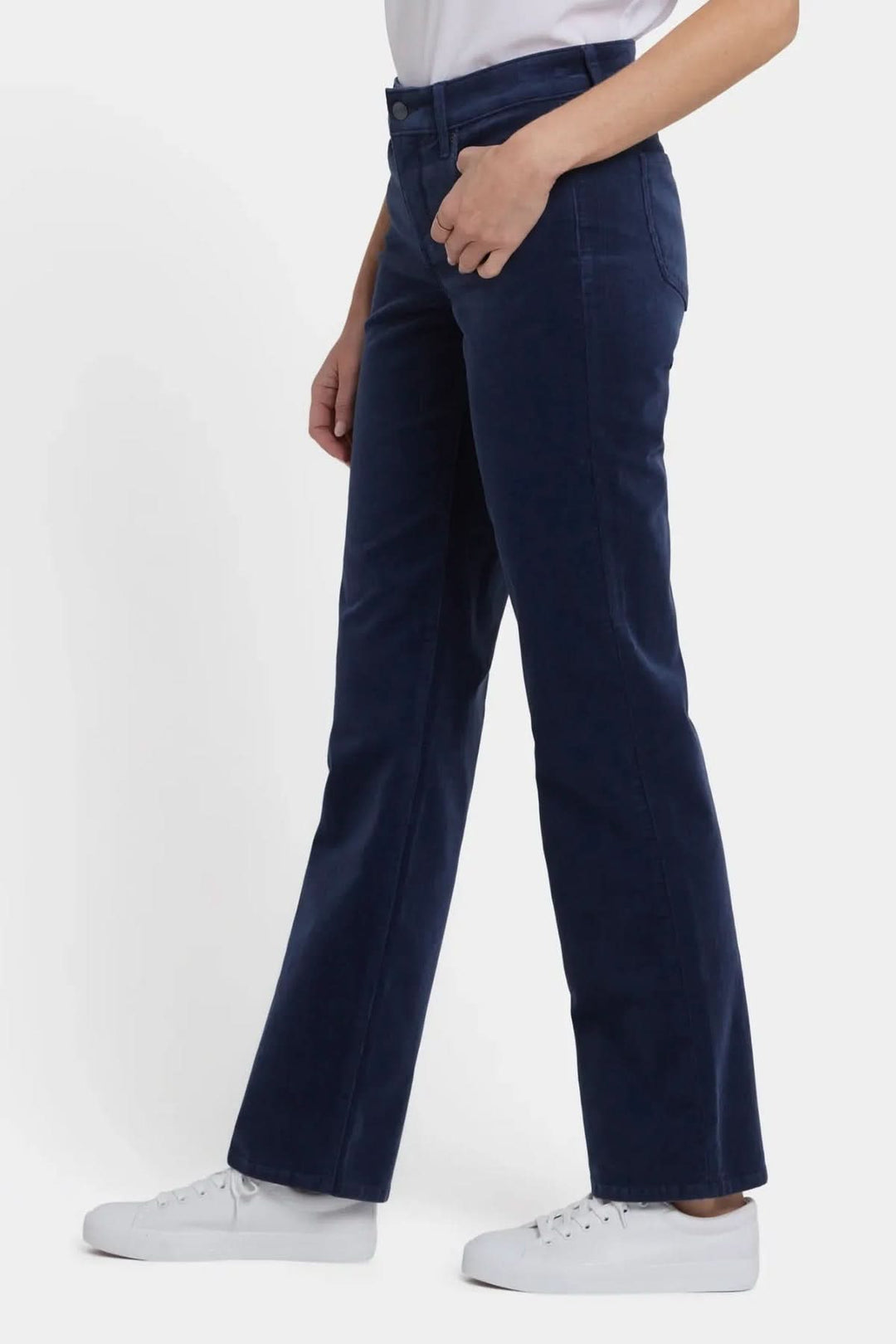 Pantalon droit en velours côtelé extensible